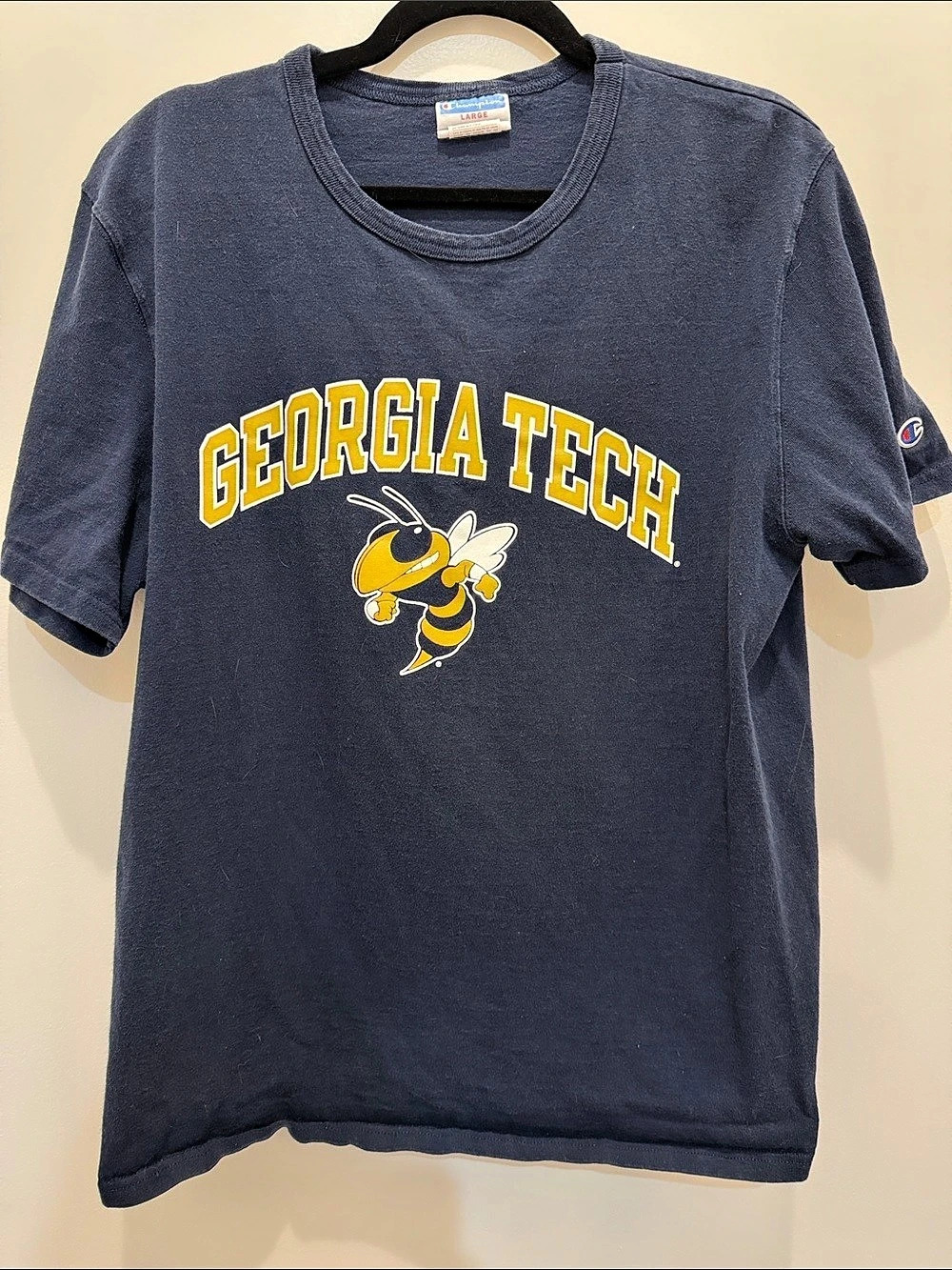 Champion Georgia Tech Yellow Jackets Arch Over Logo T-Shirt Size Large